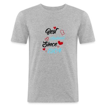 Meilleur mari depuis 1904 Mariage - T-shirt près du corps Homme - gris chiné - Devant - Nik (191cm)
