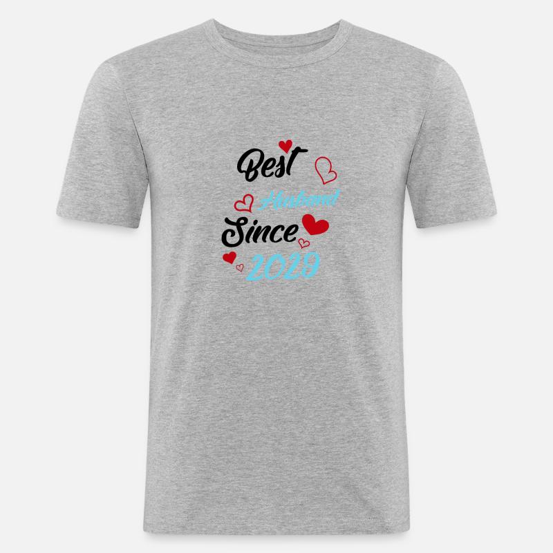 Bester Ehemann seit 2029 Hochzeit - Männer Slim Fit T-Shirt - Grau meliert