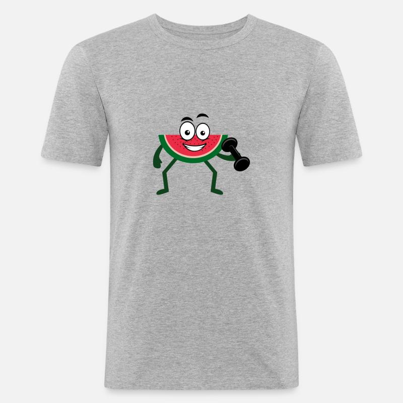 Musculation de la pastèque - T-shirt près du corps Homme - gris chiné