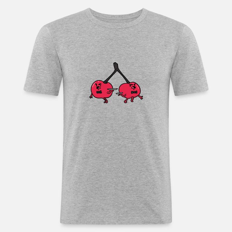 Cherry Waiters , Kirsch Kellner - Männer Slim Fit T-Shirt - Grau meliert