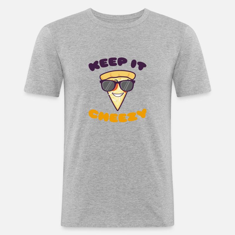 Keep it Cheezy - Männer Slim Fit T-Shirt - Grau meliert