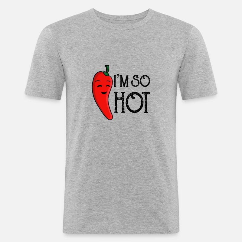 Hot Chili Scharfe Chilli - Männer Slim Fit T-Shirt - Grau meliert