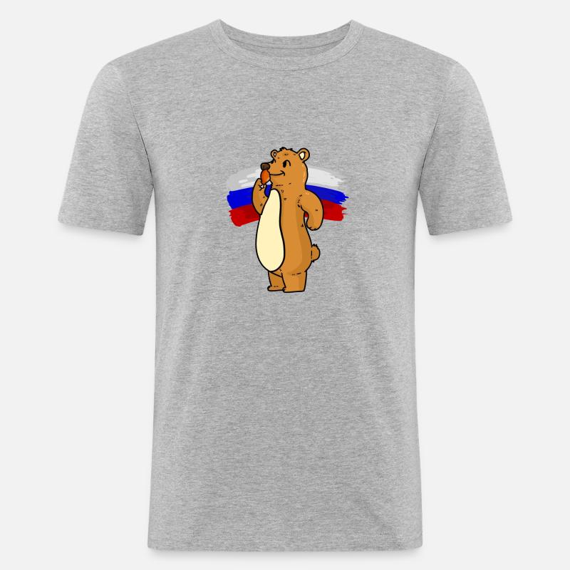 Orso russo e pollo russo Orso russo e - Maglietta aderente da uomo - grigio melange