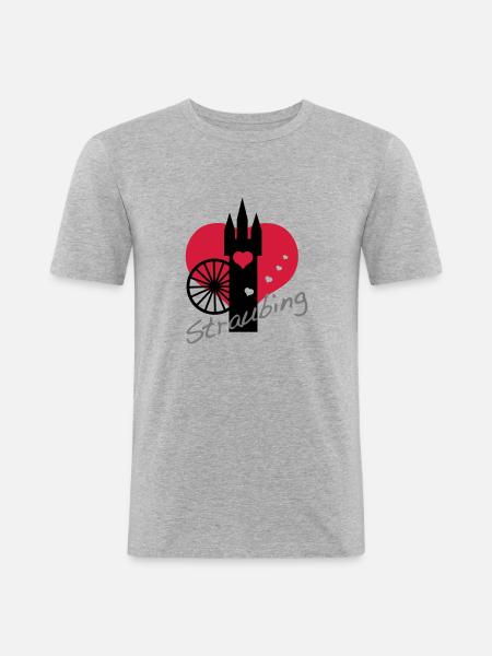 i love straubing - Männer Slim Fit T-Shirt - Grau meliert