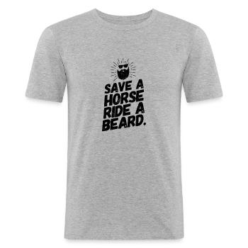Beard Bearded Beard Funny Sayings Riding - Men's Slim Fit T-Shirt - heather grey - Front - Nik (191cm)