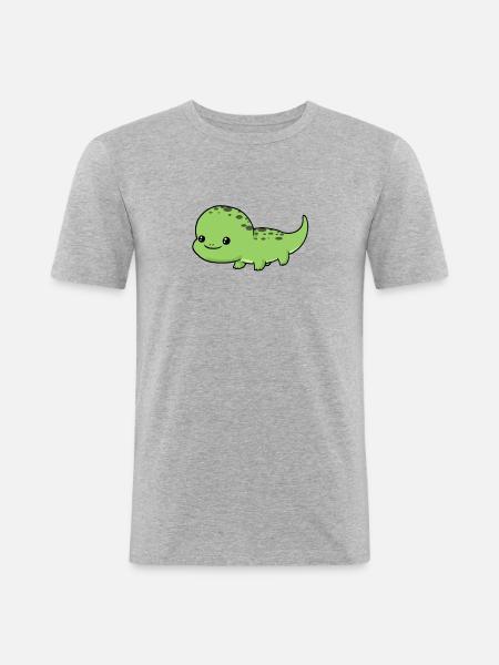 Kleiner Salamander - Männer Slim Fit T-Shirt - Grau meliert