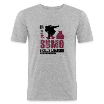 Sumo Skills Loading Japanes Wrestler Gift - Men's Slim Fit T-Shirt - heather grey - Front - Nik (191cm)