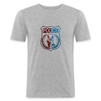 Police Polizei Abzeichen Wappen - Men's Slim Fit T-Shirt - heather grey - Front - Nik (191cm)