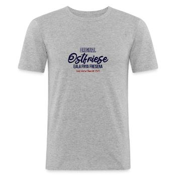 Lever Dood Slaav Ostfriese Plattdeutsch Geschenk - Männer Slim Fit T-Shirt - Grau meliert - Vorne - Nik (191cm)
