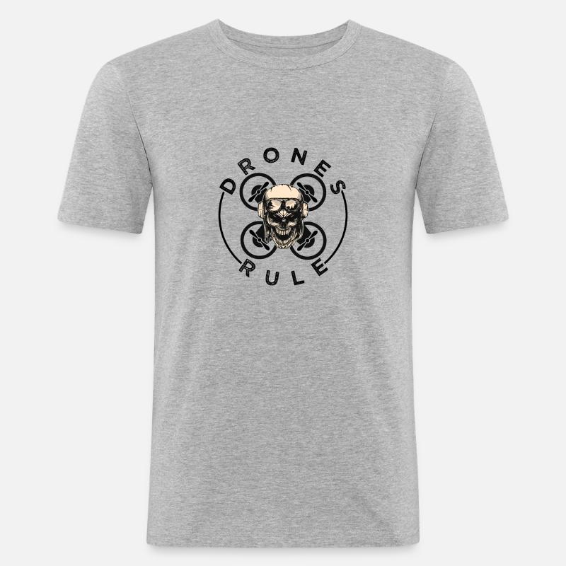 Drones Rule - Männer Slim Fit T-Shirt - Grau meliert