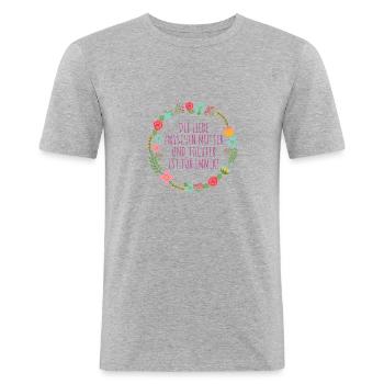 Mutter Tochter Liebe - Männer Slim Fit T-Shirt - Grau meliert - Vorne - Nik (191cm)