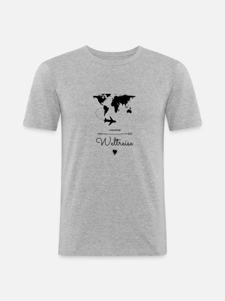 Weltreise Geschenkidee - Männer Slim Fit T-Shirt - Grau meliert