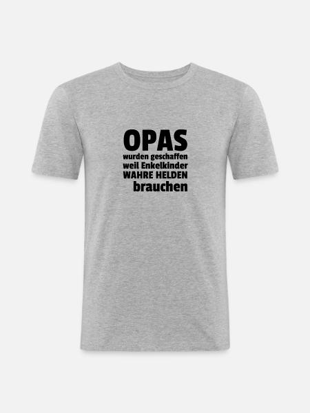 Opa Enkelkinder Helden - Männer Slim Fit T-Shirt - Grau meliert