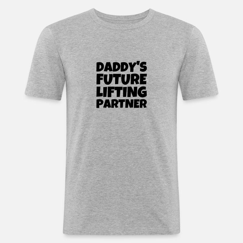 Daddys Future Lifting Partner - Männer Slim Fit T-Shirt - Grau meliert