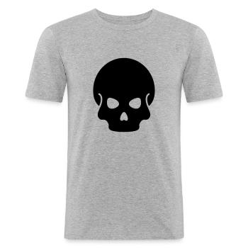 Skull - Männer Slim Fit T-Shirt - Grau meliert - Vorne - Nik (191cm)