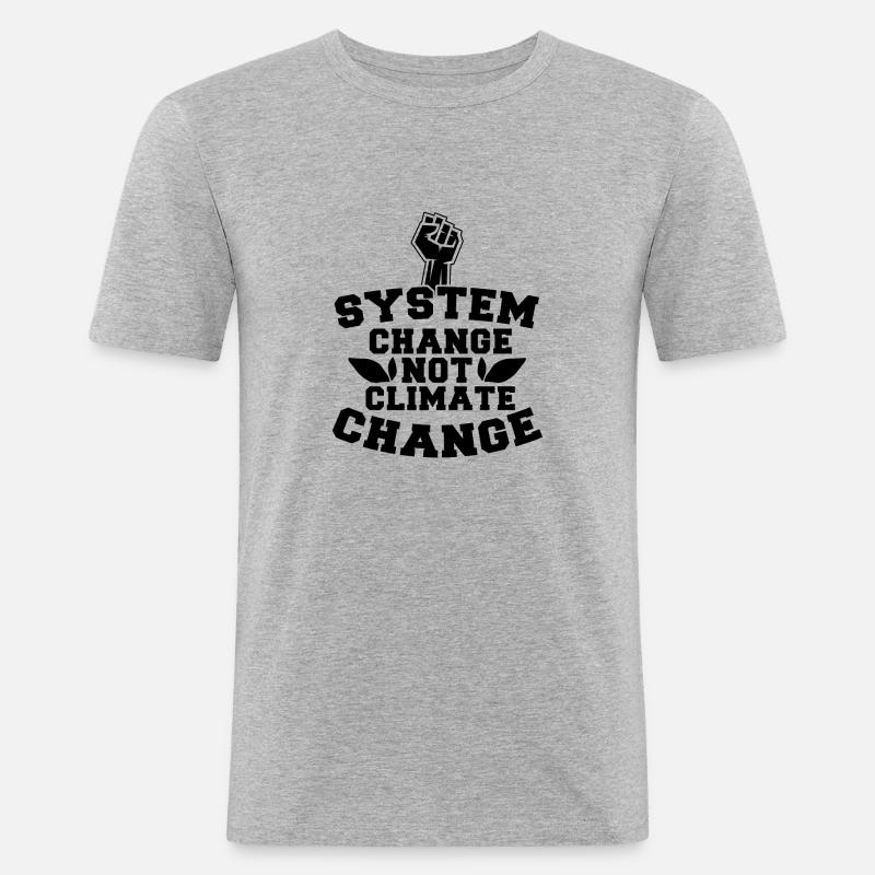 System Change Not Climate Change - Männer Slim Fit T-Shirt - Grau meliert