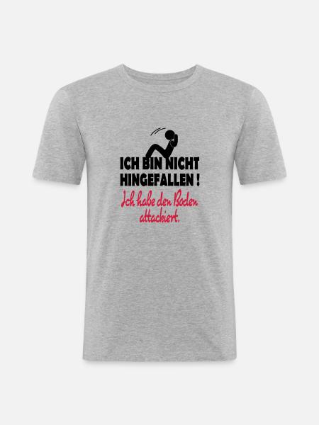 Hinfallen - Männer Slim Fit T-Shirt - Grau meliert