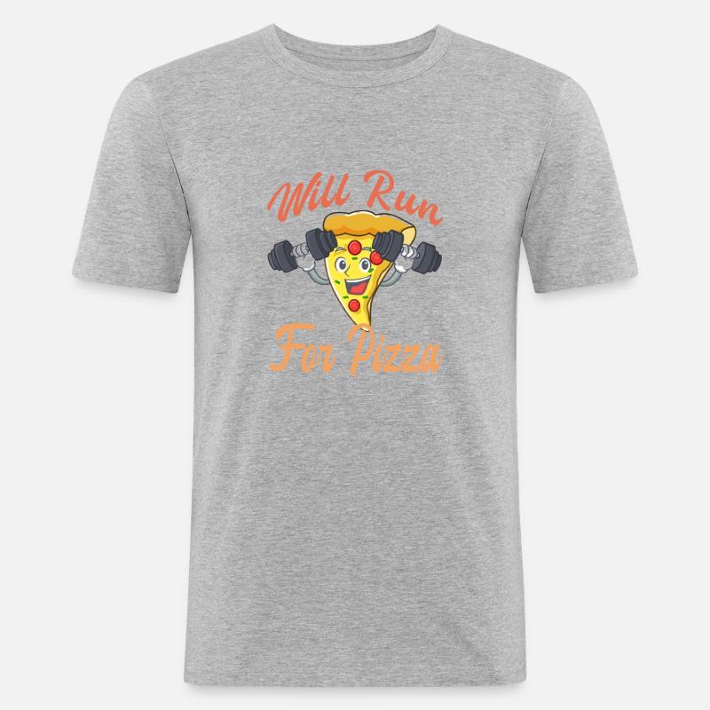 "Will Run For Pizza" - Men's Slim Fit T-Shirt - heather grey