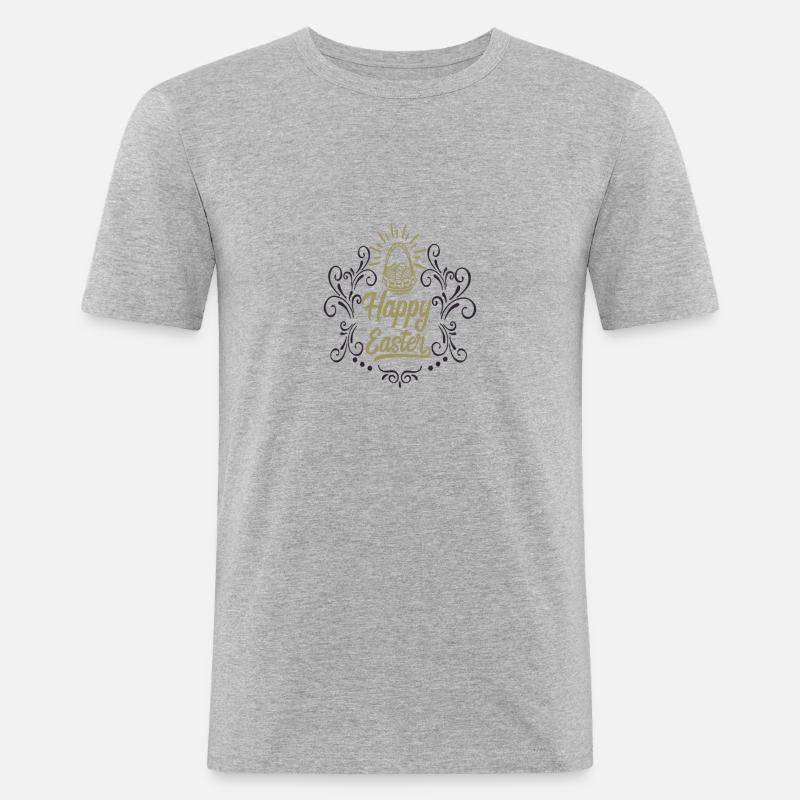 Happy Easter - Männer Slim Fit T-Shirt - Grau meliert