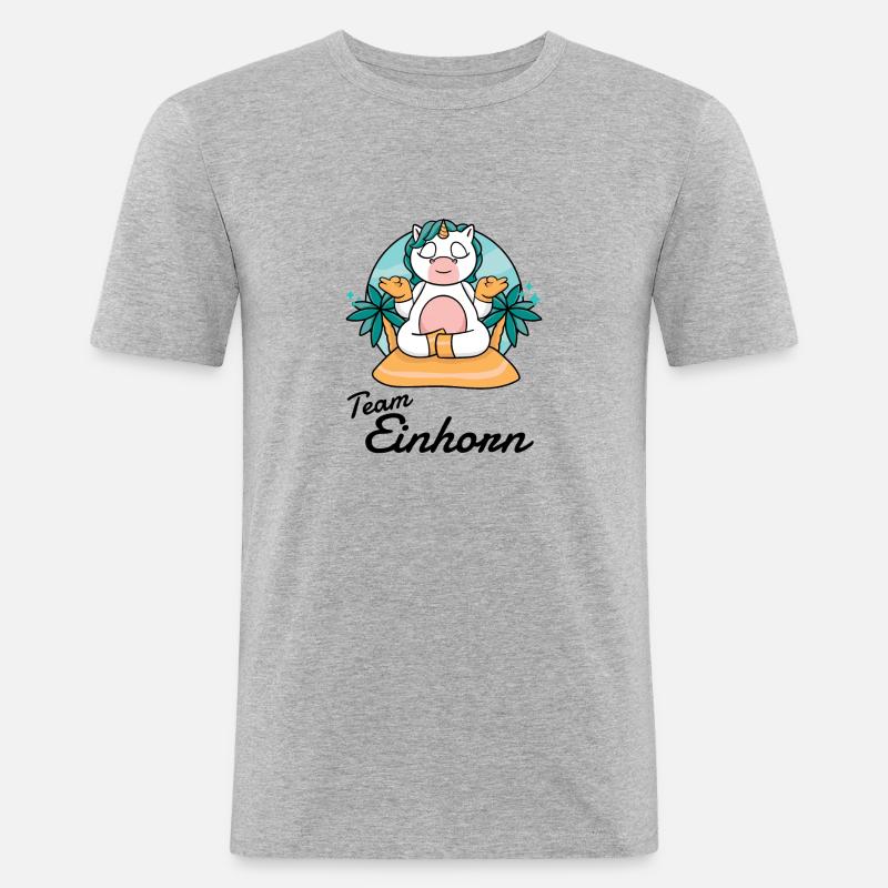 Team Einhorn - Männer Slim Fit T-Shirt - Grau meliert