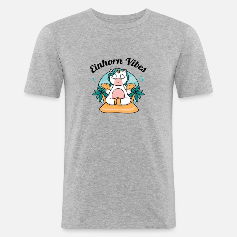 Team Einhorn - Männer Slim Fit T-Shirt - Grau meliert
