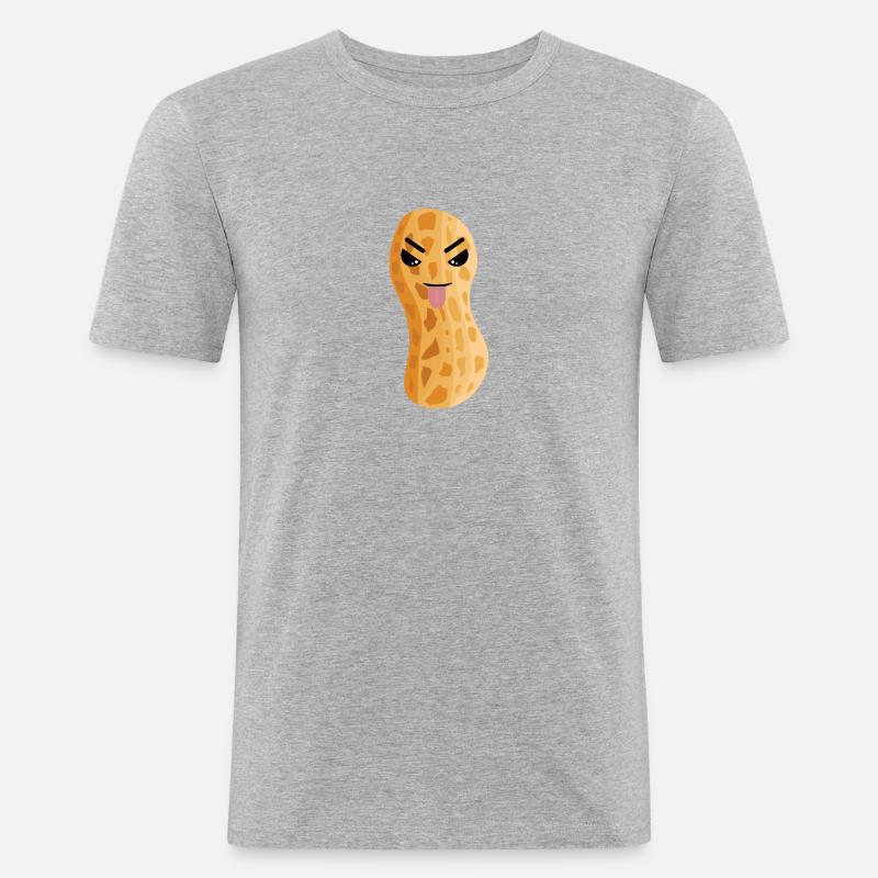 Erdnuss Erdnüsse Nuss Nüsse Speise - Männer Slim Fit T-Shirt - Grau meliert