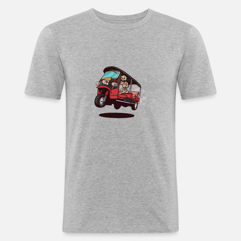 RICKSHAW SKELETON - Männer Slim Fit T-Shirt - Grau meliert