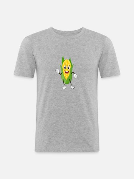 Funny majs cob design landbrug - Herre Slim Fit T-Shirt - grå meleret