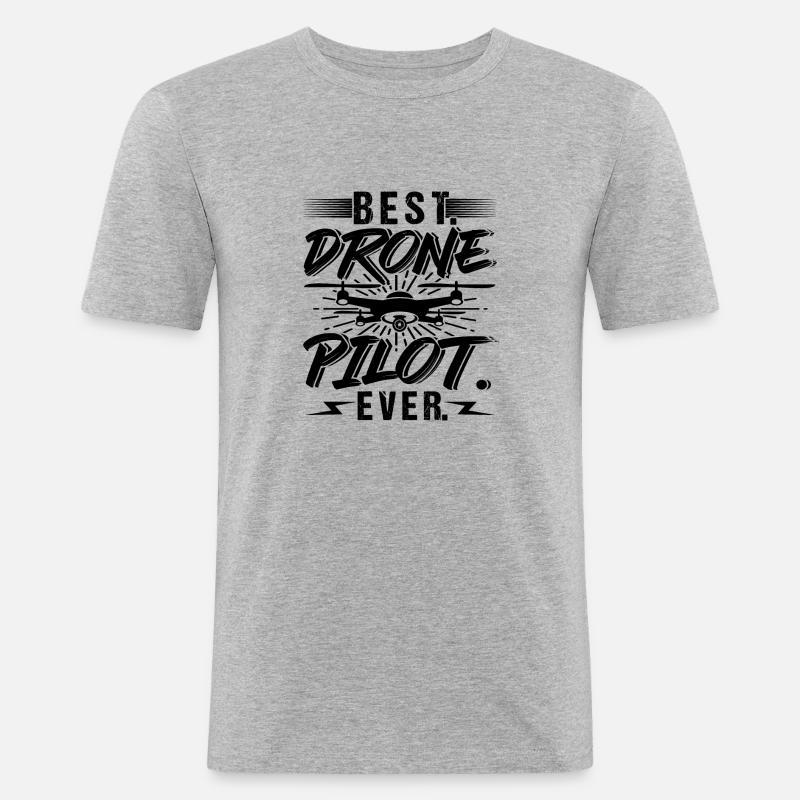 Best Drone Pilot Ever - Männer Slim Fit T-Shirt - Grau meliert