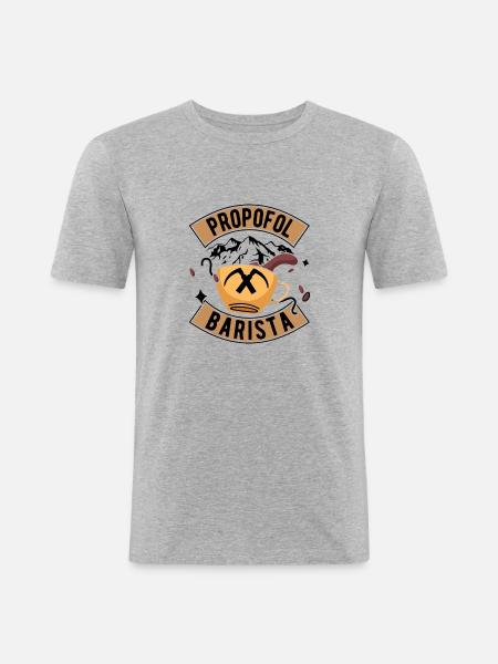 Propofol Barista - Larynoskop anæstesi anæstesi - Herre Slim Fit T-Shirt - grå meleret