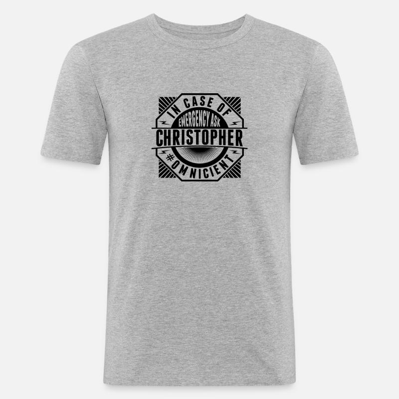 Im Notfall Fragen Sie Christopher - Männer Slim Fit T-Shirt - Grau meliert