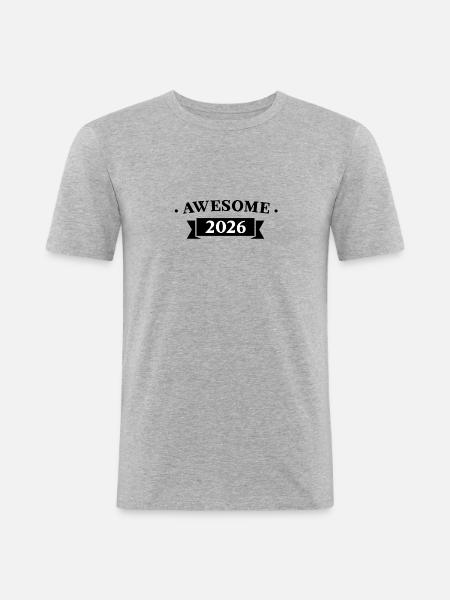 Funny Birthday Awesome 2026 - Men's Slim Fit T-Shirt - heather grey