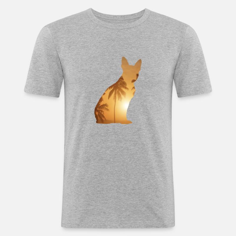 Sommerstrand - Boston Terrier - Männer Slim Fit T-Shirt - Grau meliert