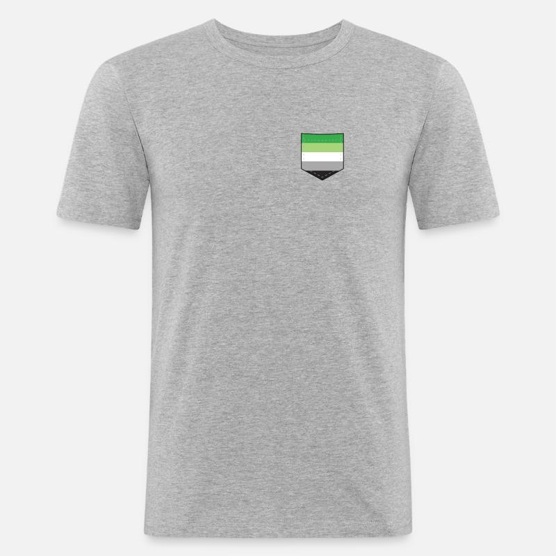 LGBTQ Aromantic Pride Flag Pocket - Männer Slim Fit T-Shirt - Grau meliert