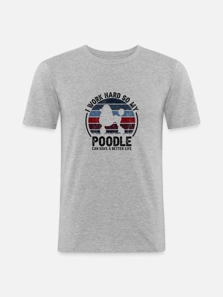 Work Hard - Retro Poodle - Men's Slim Fit T-Shirt - heather grey