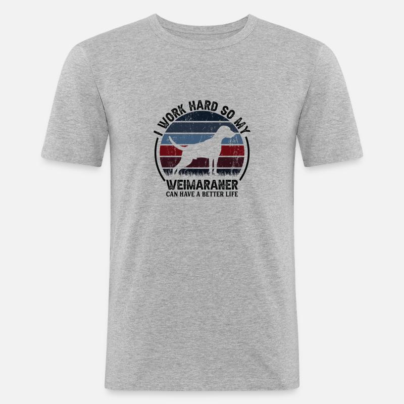 Arbeit Hart - Retro Weimaranerer - Männer Slim Fit T-Shirt - Grau meliert