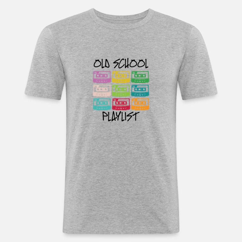 Kassette Diskette VHS Retro Kindheitserinnerung - Männer Slim Fit T-Shirt - Grau meliert