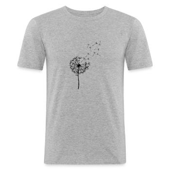 Libre et transitoire comme un pissenlit - T-shirt près du corps Homme - gris chiné - Devant - Nik (191cm)