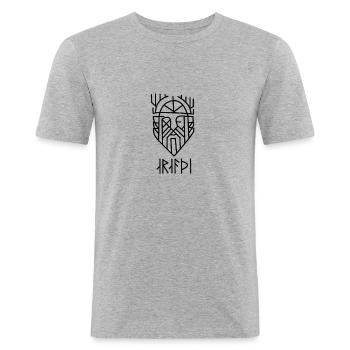 Mut - Nordische Runen - Männer Slim Fit T-Shirt - Grau meliert - Vorne - Nik (191cm)
