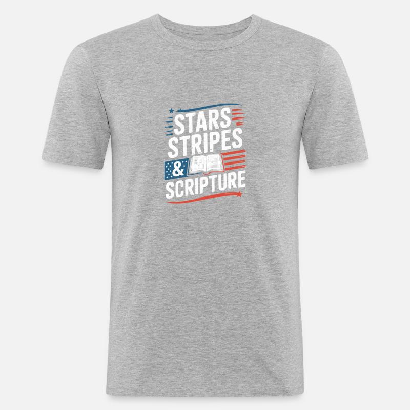 Stars, Stripes & Scripture - Lightblessed - - Men's Slim Fit T-Shirt - heather grey