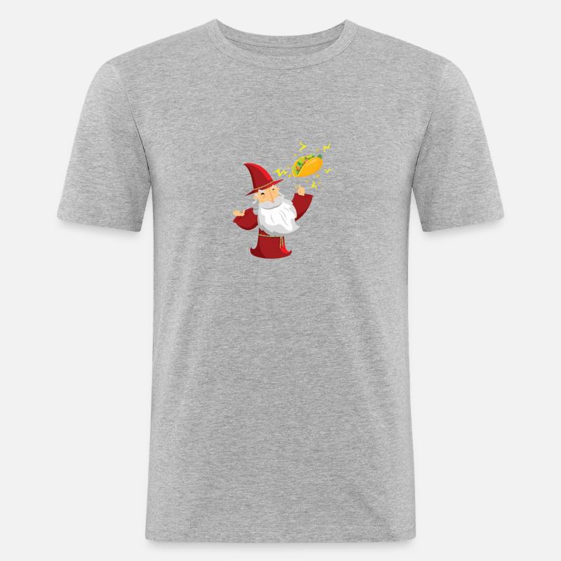 Taco-Zauberer - Männer Slim Fit T-Shirt - Grau meliert