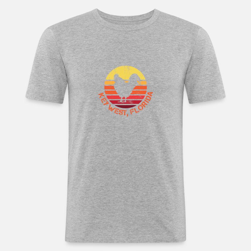 Retro beunruhigtes Key West Florida Chicken Gift oder - Männer Slim Fit T-Shirt - Grau meliert