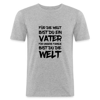 Bester Vater - Männer Slim Fit T-Shirt - Grau meliert - Vorne - Nik (191cm)