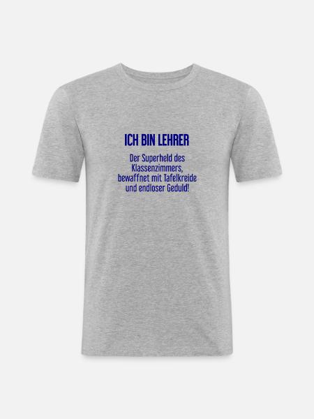Lehrer - Der Superheld des Klassenzimmers! - Männer Slim Fit T-Shirt - Grau meliert