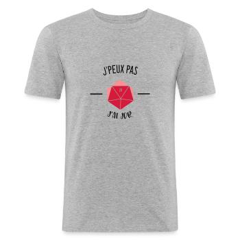 J'peux pas, j'ai jdr - T-shirt près du corps Homme - gris chiné - Devant - Nik (191cm)
