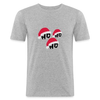 Weihnachtsgeschenk HO HO HO - Männer Slim Fit T-Shirt - Grau meliert - Vorne - Nik (191cm)