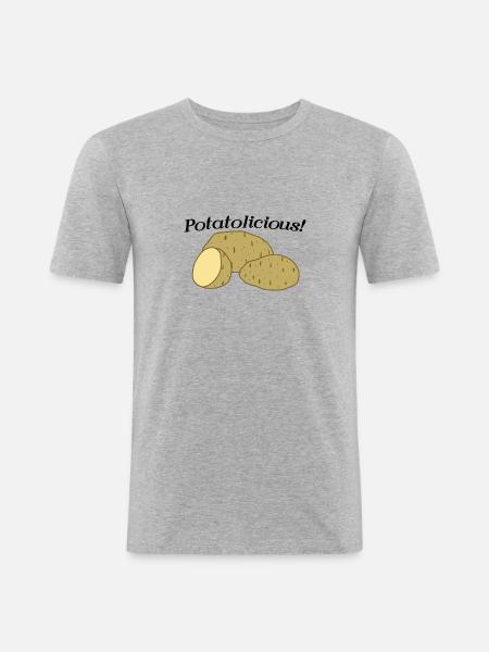 Potatolicious Vegetables Healthy Eating Potatoes - Men's Slim Fit T-Shirt - heather grey
