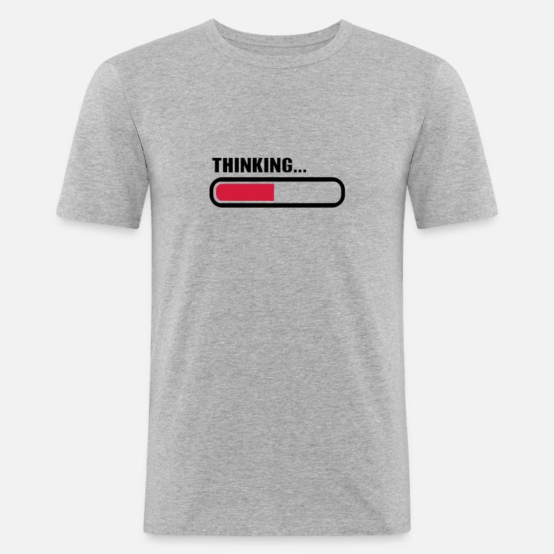 Thinking loading - Männer Slim Fit T-Shirt - Grau meliert