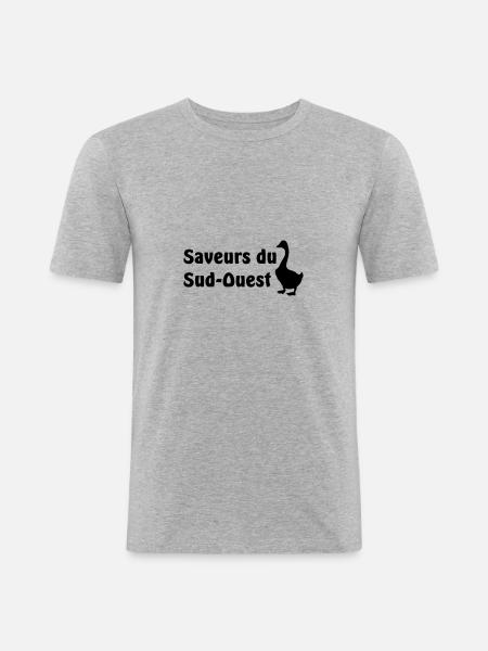 saveurs sud-ouest - T-shirt près du corps Homme - gris chiné