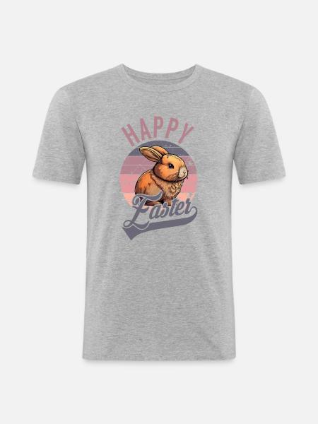 Happy Easter - Frohe Ostern - Männer Slim Fit T-Shirt - Grau meliert